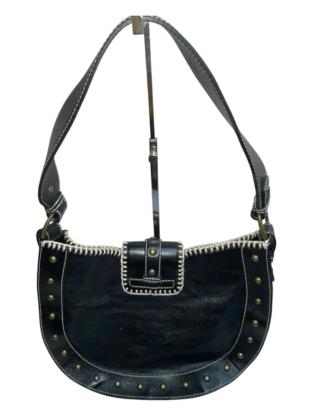 BCBGirls Black Studded Leather Shoulder Bag - Picture 2 of 10